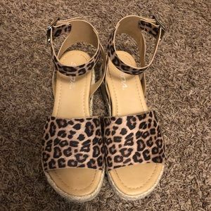 Leopard print platform wedges. Worn once.